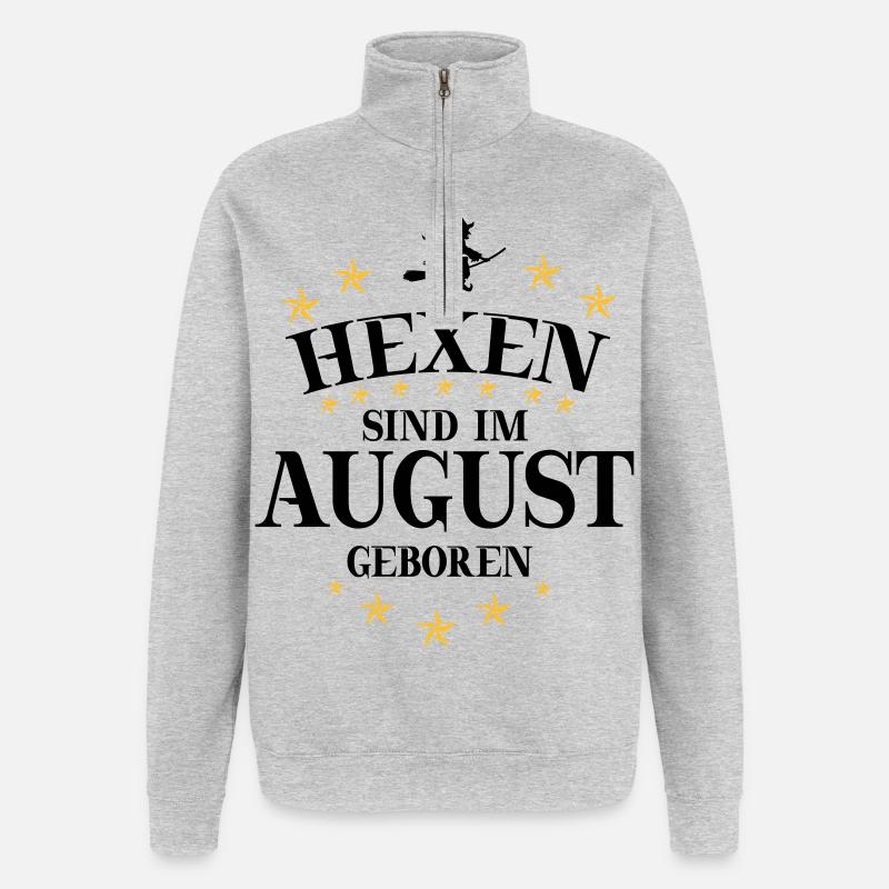 Sorcière août - Sweat à zip 1/4 - gris chiné