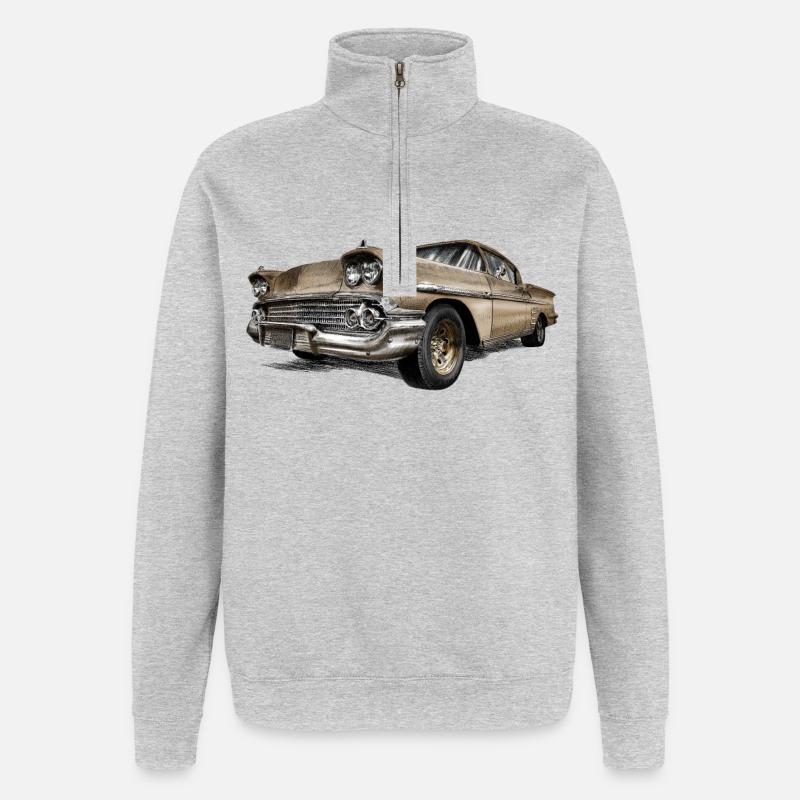 Oldtimer - Sweat à zip 1/4 - gris chiné