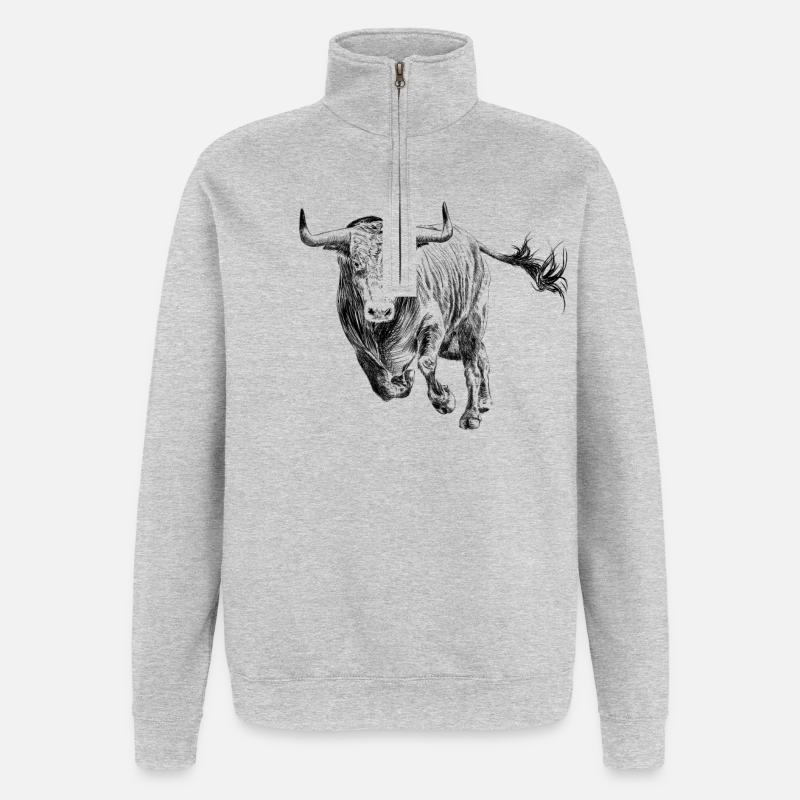 Stier - Quarter-Zip-Sweatshirt - Grau meliert