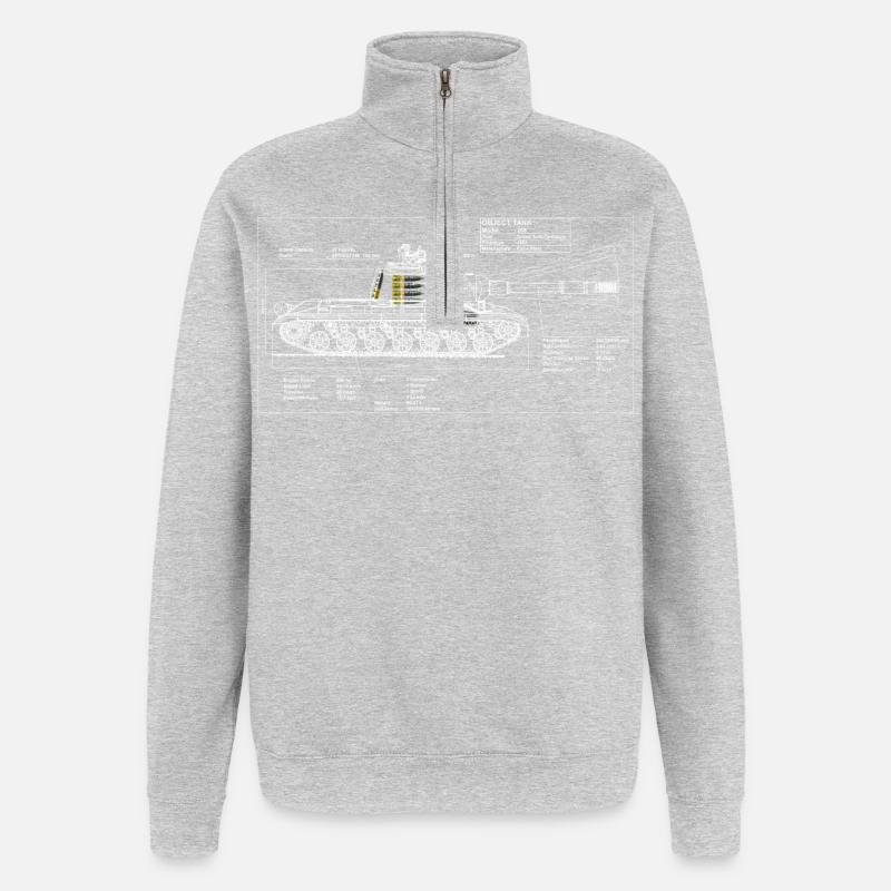 object 268 blueprint - Sweat à zip 1/4 - gris chiné