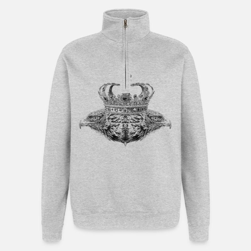 Double eagle - Sweat à zip 1/4 - gris chiné