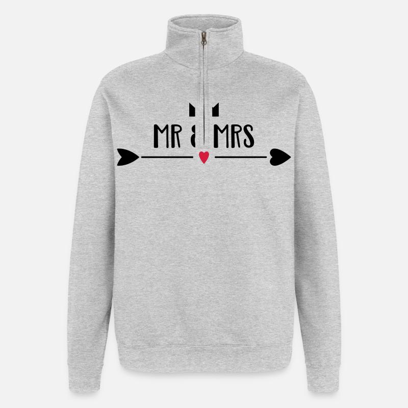 Hochzeit - Quarter-Zip-Sweatshirt - Grau meliert