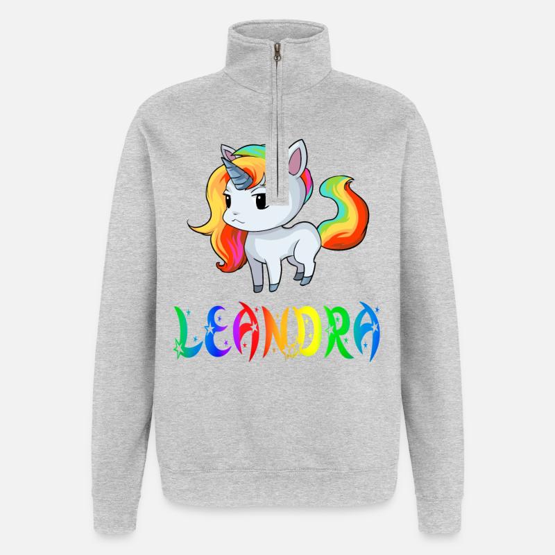 Leandra Einhorn - Quarter-Zip-Sweatshirt - Grau meliert