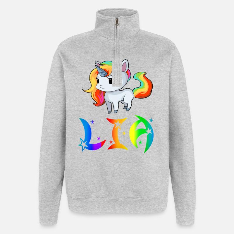 Lia Einhorn - Quarter-Zip-Sweatshirt - Grau meliert