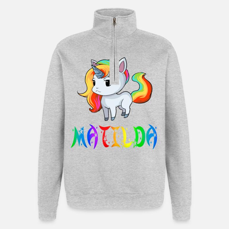 Matilda Einhorn - Quarter-Zip-Sweatshirt - Grau meliert