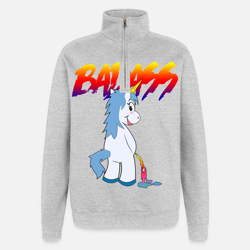 badass2 - Sweat à zip 1/4 - gris chiné