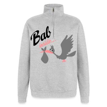 infant - Quarter-Zip Sweatshirt - heather grey - Front - AI Model Female 172 light (172cm) & AI Model Male 178 dark (178cm)