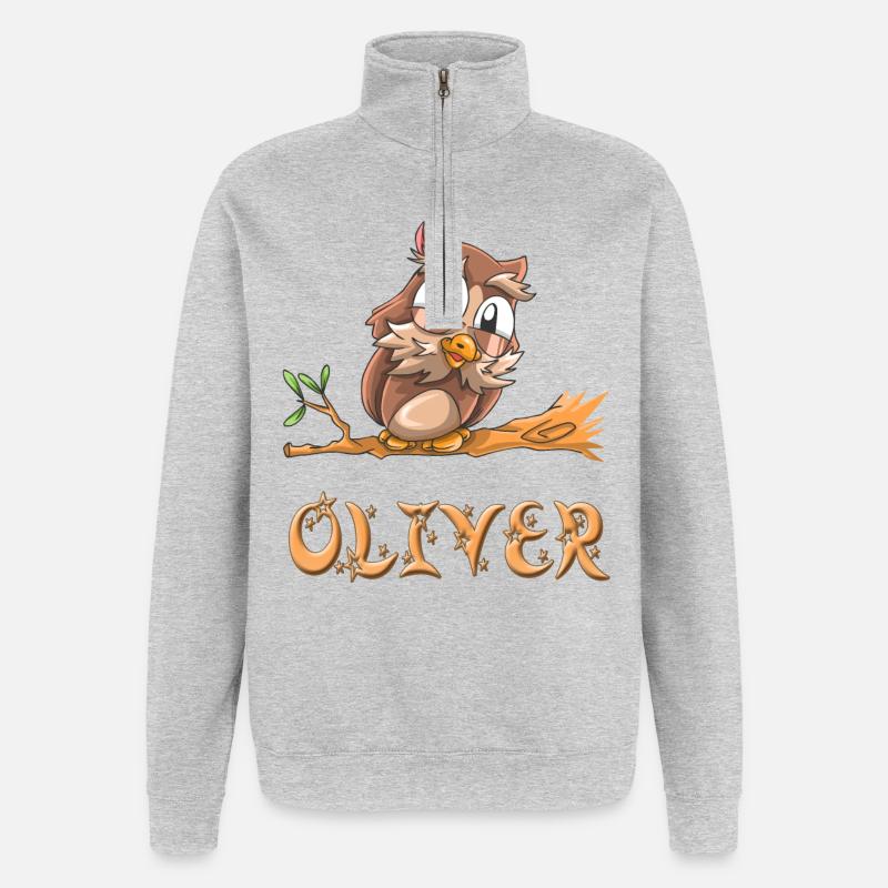 Eule Oliver - Quarter-Zip-Sweatshirt - Grau meliert