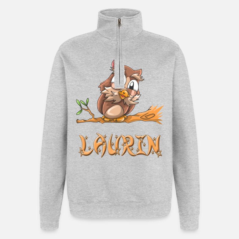 Eule Laurin - Quarter-Zip-Sweatshirt - Grau meliert