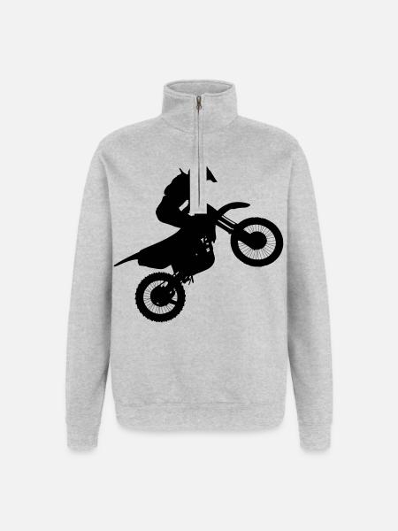 Motocross rider image # - Quarter-Zip Sweatshirt - heather grey
