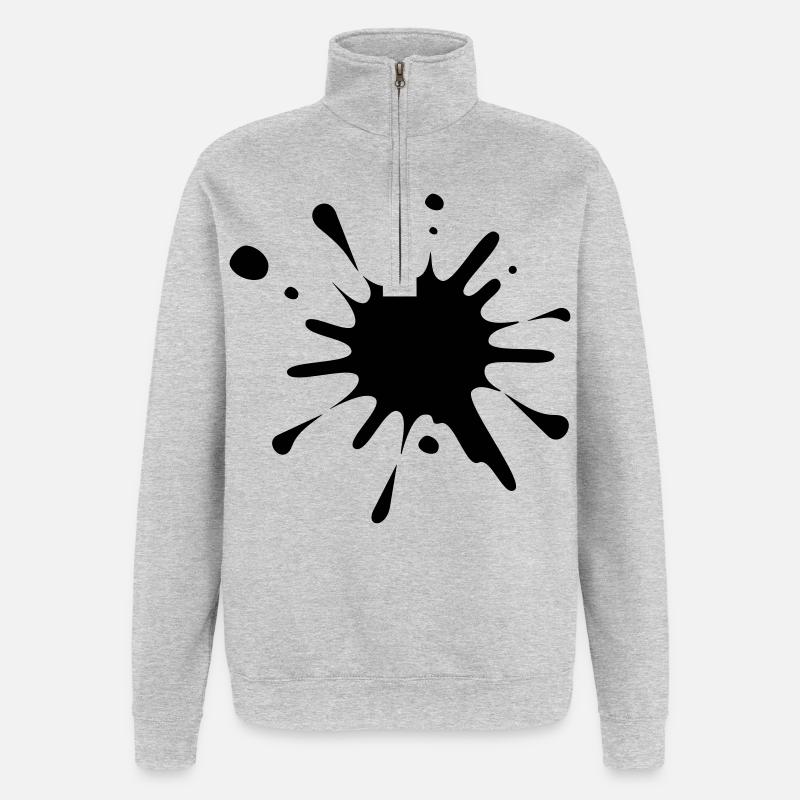 Image d’éclaboussure de peinture* - Sweat à zip 1/4 - gris chiné