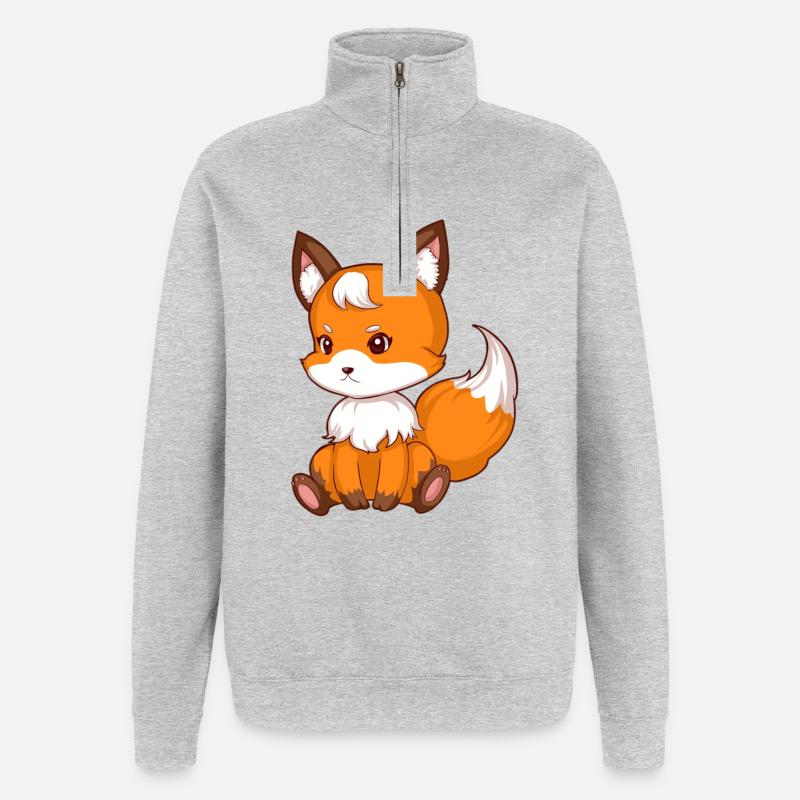 Fuchs assis douce - Sweat à zip 1/4 - gris chiné