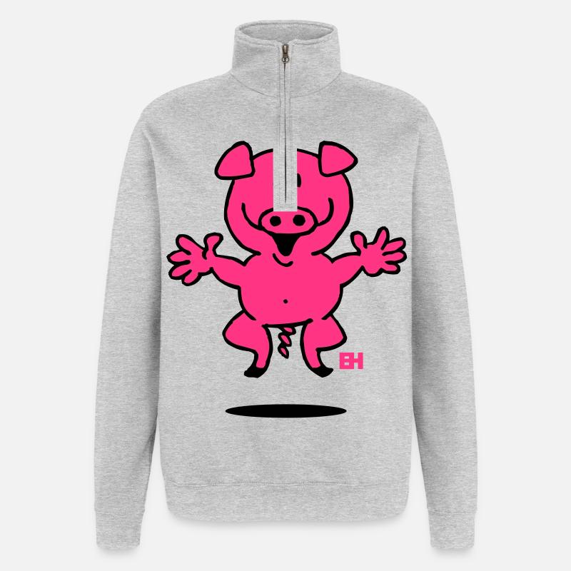 Ferkel - Quarter-Zip-Sweatshirt - Grau meliert