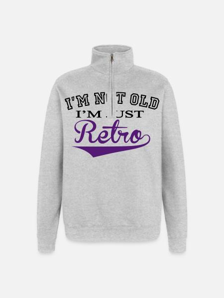 Not Old .... Retro - 2 Colour - Quarter-Zip Sweatshirt - heather grey