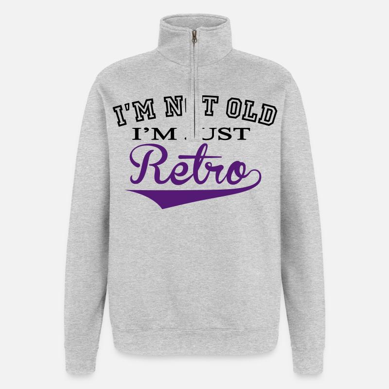 Not Old....Retro - 2 Colour - Quarter-Zip-Sweatshirt - Grau meliert