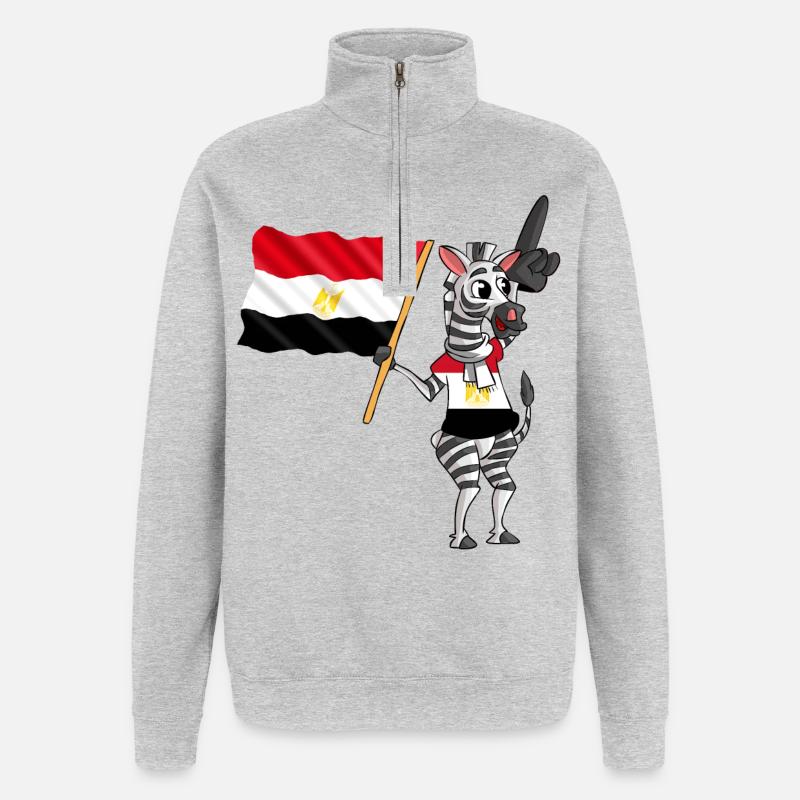Ägypter Zebra - Quarter-Zip-Sweatshirt - Grau meliert