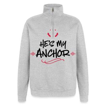 wedding - Quarter-Zip Sweatshirt - heather grey - Front - AI Model Female 172 light (172cm) & AI Model Male 178 dark (178cm)