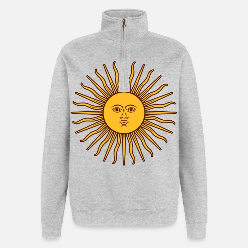 flammende sonne - Quarter-Zip-Sweatshirt - Grau meliert
