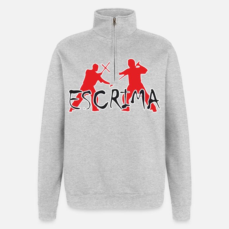 Escrima Sparring - Quarter-Zip-Sweatshirt - Grau meliert