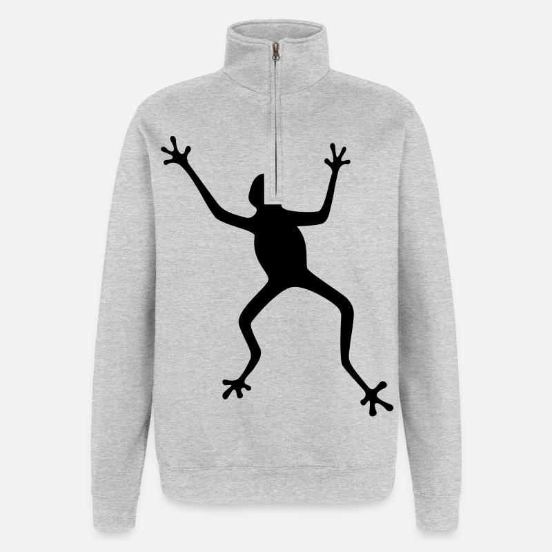 Frosch Silhouette: Tropisch, Regenwald - Quarter-Zip-Sweatshirt - Grau meliert