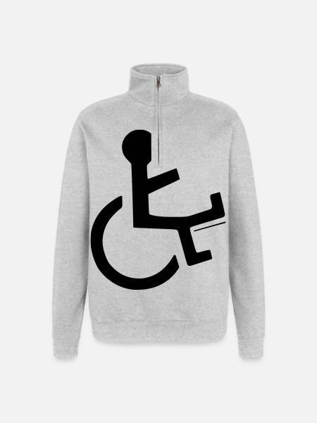 Rollstuhlfahrer mit gebrochenem Bein # - Quarter-Zip-Sweatshirt - Grau meliert