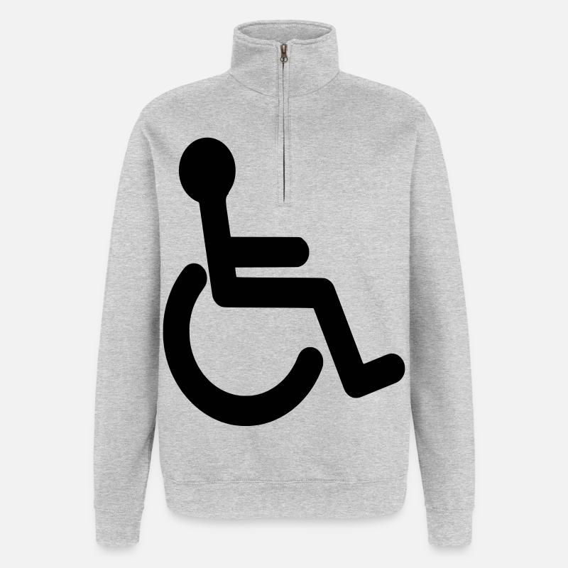 Symbole de base du fauteuil roulant # - Sweat à zip 1/4 - gris chiné