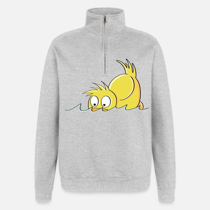 Duck Duck - Bande dessinée de canard - Sweat à zip 1/4 - gris chiné