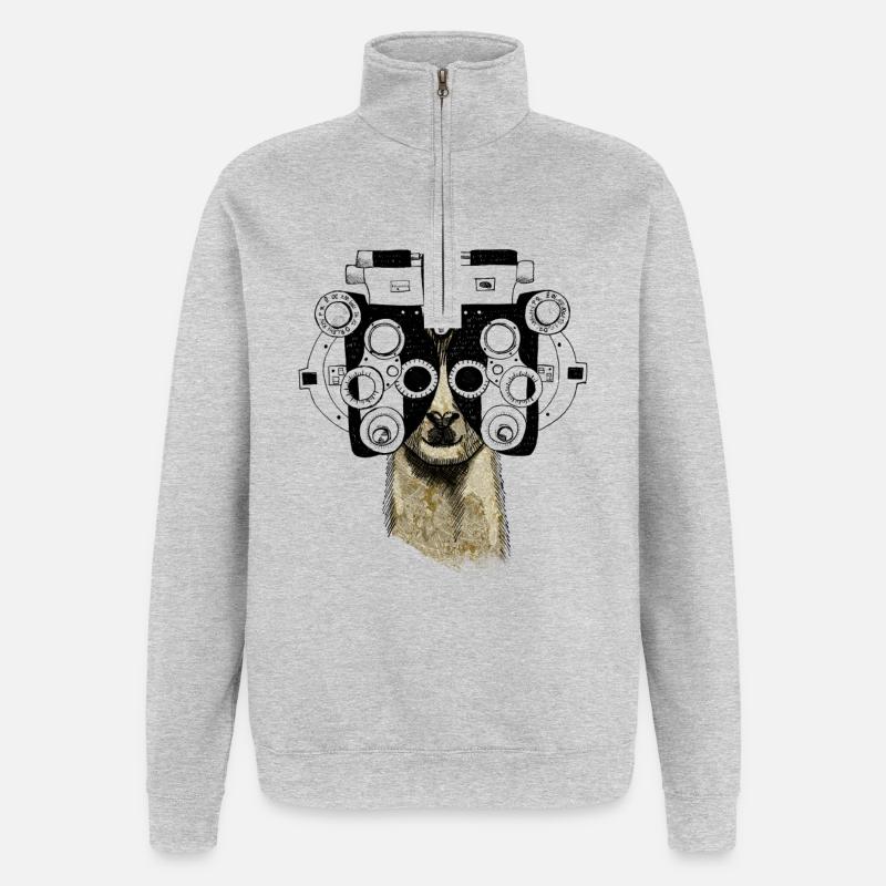 Alpaka & Phoropter - Quarter-Zip-Sweatshirt - Grau meliert