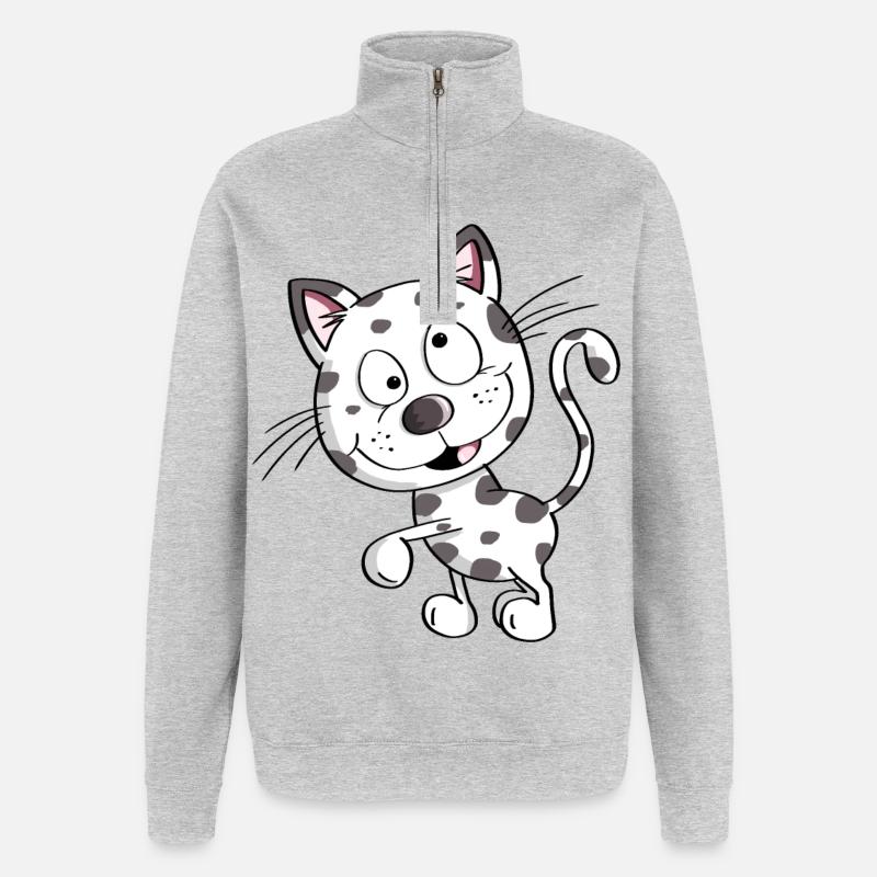 Chat mignon - Chats - Chat - Stubentiger - Sweat à zip 1/4 - gris chiné