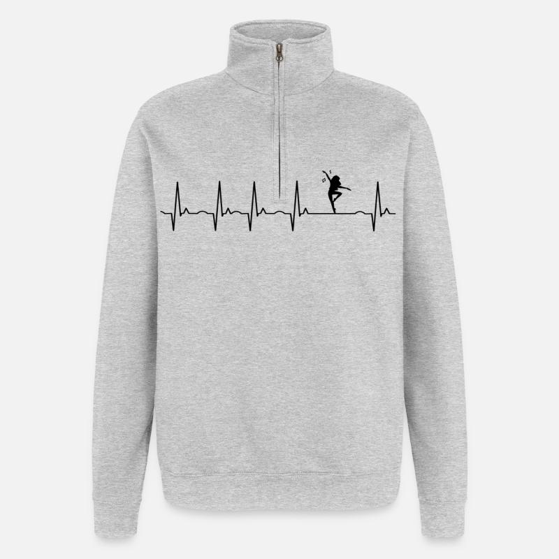 danse - Sweat à zip 1/4 - gris chiné