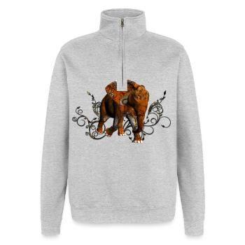 Atemberaubender Steampunk-Elefant - Quarter-Zip-Sweatshirt - Grau meliert - Vorne - AI Model Female 172 light (172cm) & AI Model Male 178 dark (178cm)