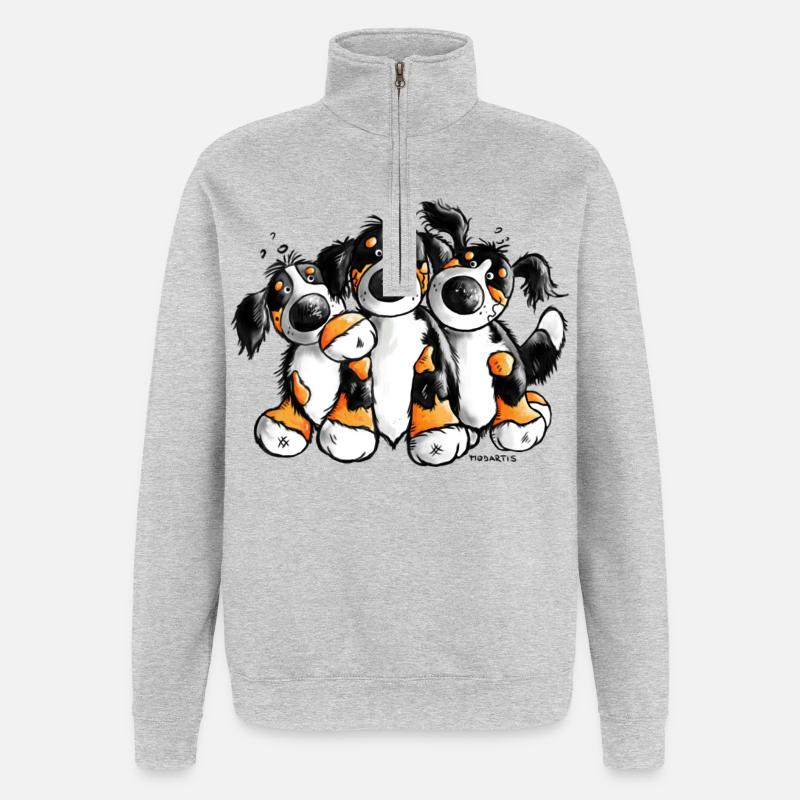 Bouvier Bernois - Chiens - Sweat à zip 1/4 - gris chiné