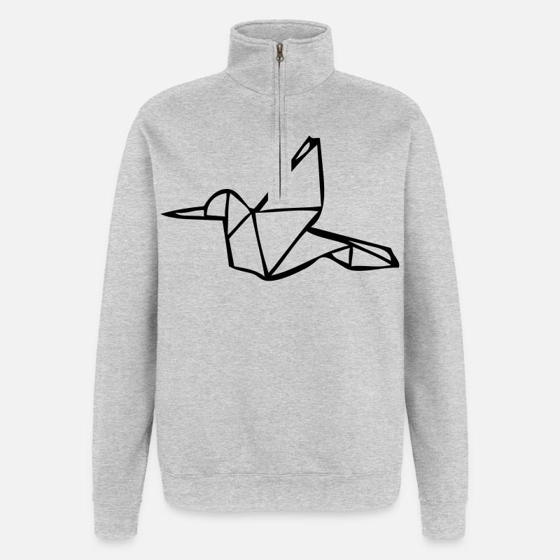 Origami Eisvogel - Quarter-Zip-Sweatshirt - Grau meliert
