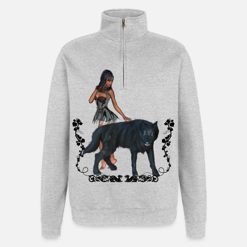Mit dem Wolf umwerfend - Quarter-Zip-Sweatshirt - Grau meliert