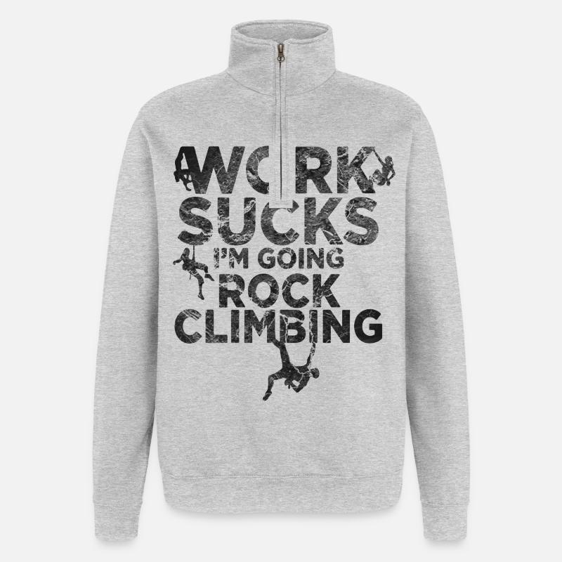 klettern boulder Kletterer klettergurt Geschenk - Quarter-Zip-Sweatshirt - Grau meliert