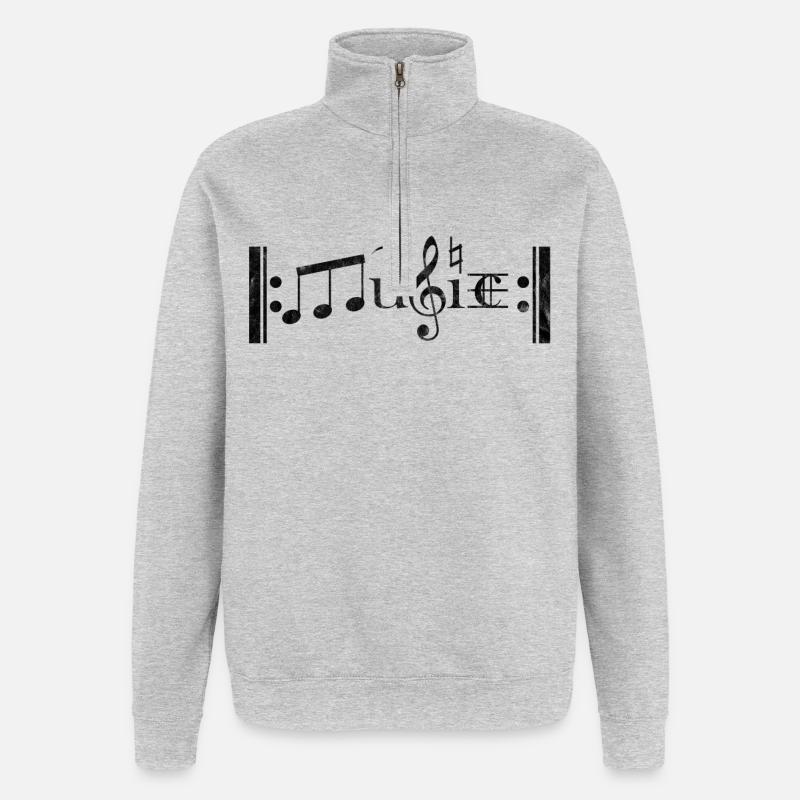 Musik - Quarter-Zip-Sweatshirt - Grau meliert