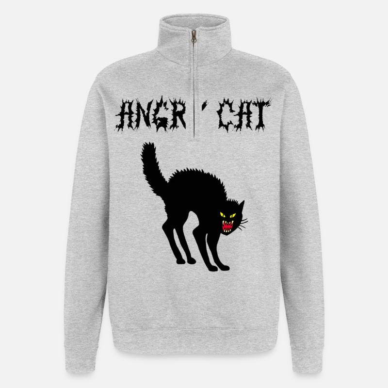 Verärgerte Katze - Quarter-Zip-Sweatshirt - Grau meliert