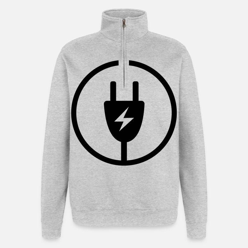 Power plug - Quarter-Zip Sweatshirt - heather grey