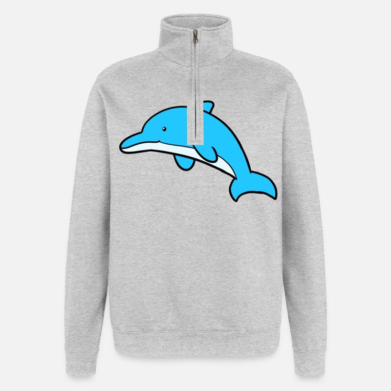 Süsser Delfin - Quarter-Zip-Sweatshirt - Grau meliert