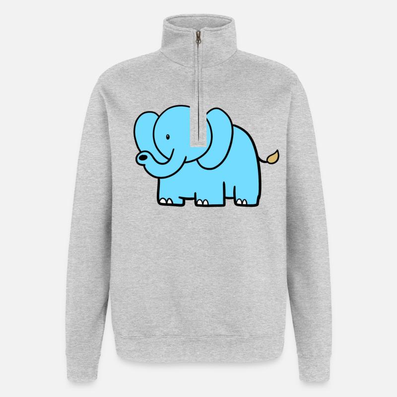 Kleiner Elefant - Quarter-Zip-Sweatshirt - Grau meliert
