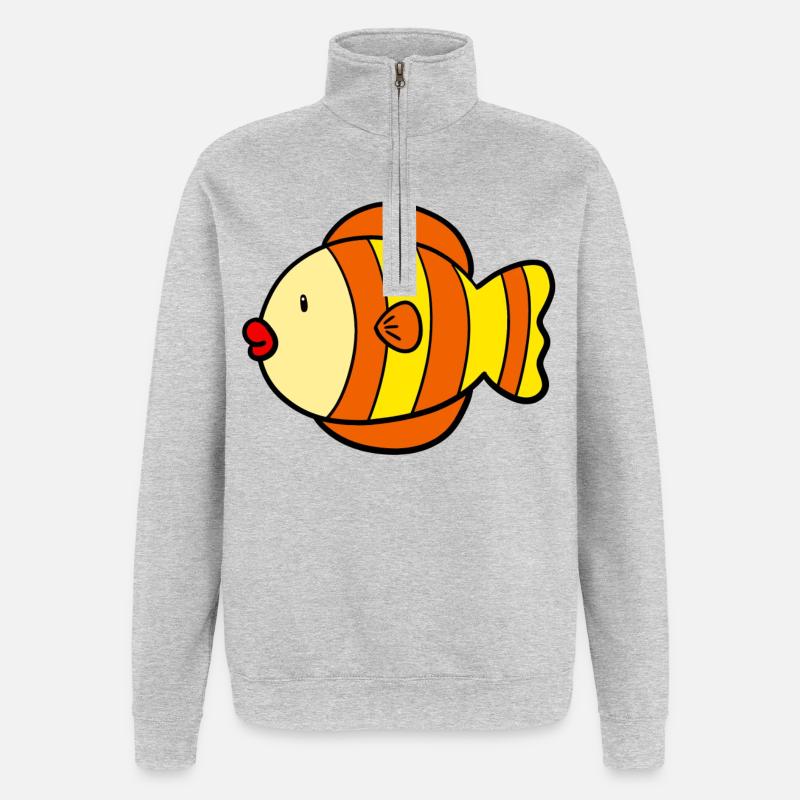 Poisson doux - Sweat à zip 1/4 - gris chiné