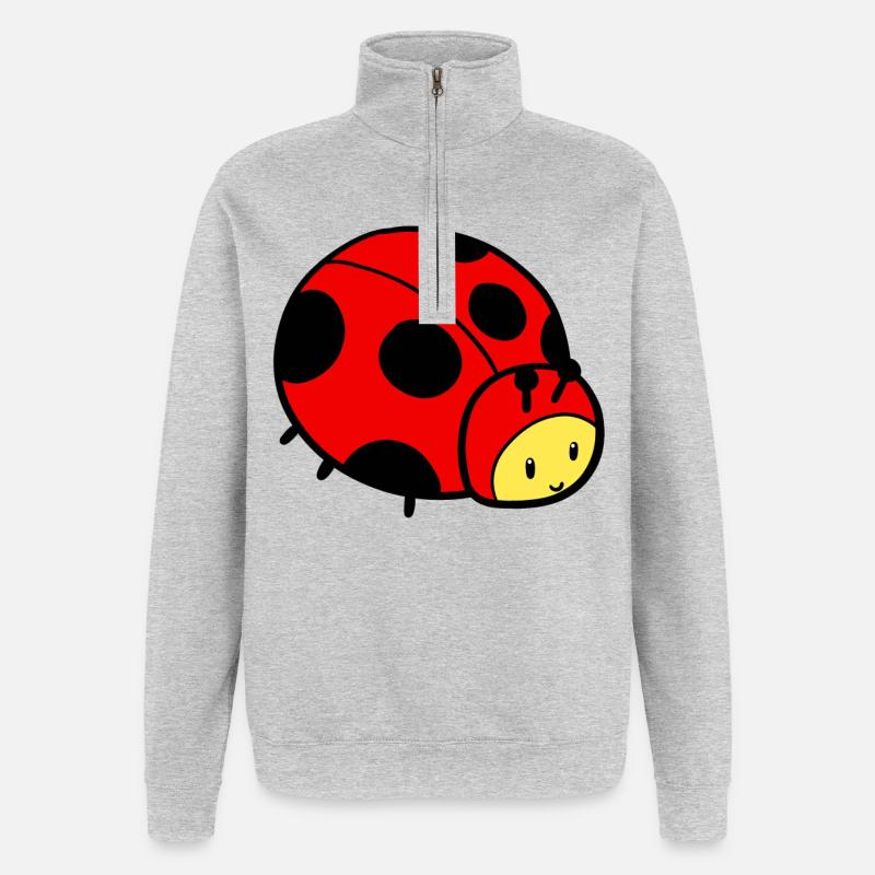 Junger Marienkäfer - Quarter-Zip-Sweatshirt - Grau meliert