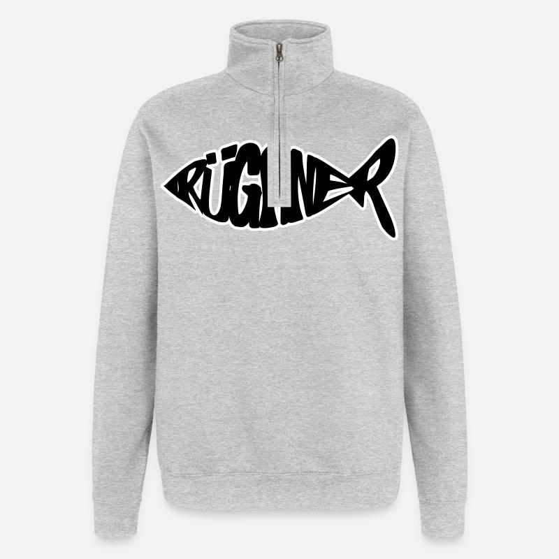 Poisson de Rügan - Sweat à zip 1/4 - gris chiné