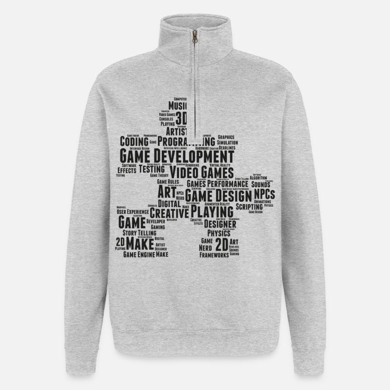 Game Dev - Sweat à zip 1/4 - gris chiné