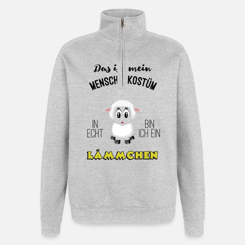 Menschenkostuem Laemmchen Karneval MBA - Quarter-Zip-Sweatshirt - Grau meliert
