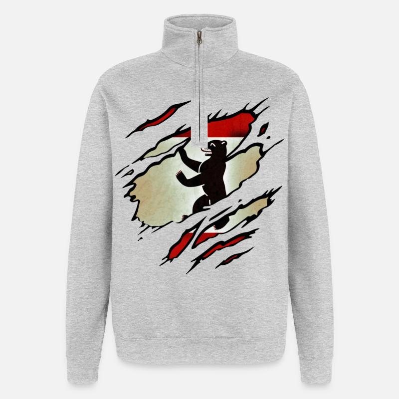 Berlin Zerrissen - Berlin - Quarter-Zip-Sweatshirt - Grau meliert