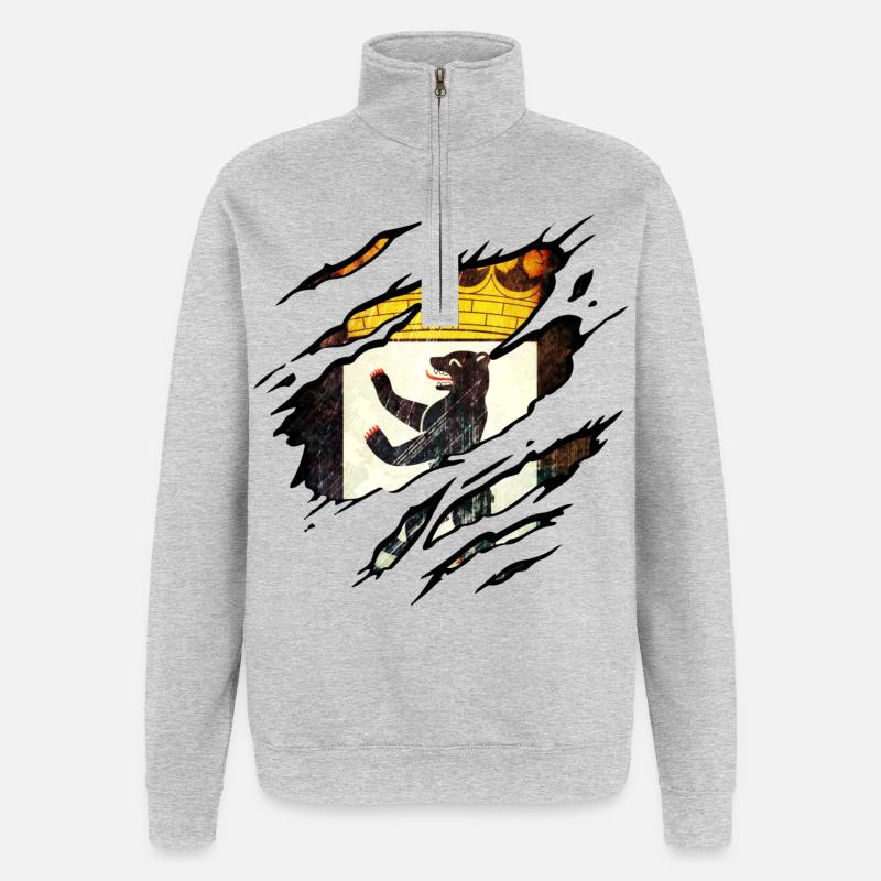 Berlin - Berlin Zerrissen - Quarter-Zip-Sweatshirt - Grau meliert