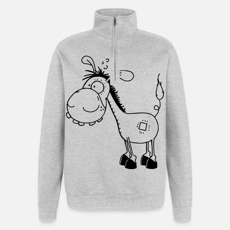 Esel - Langohresel - Eselchen - Quarter-Zip-Sweatshirt - Grau meliert