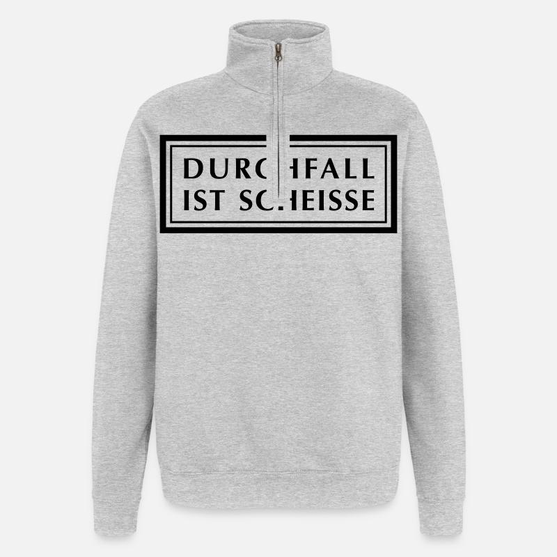 Durchfall ist Scheiße - Quarter-Zip-Sweatshirt - Grau meliert