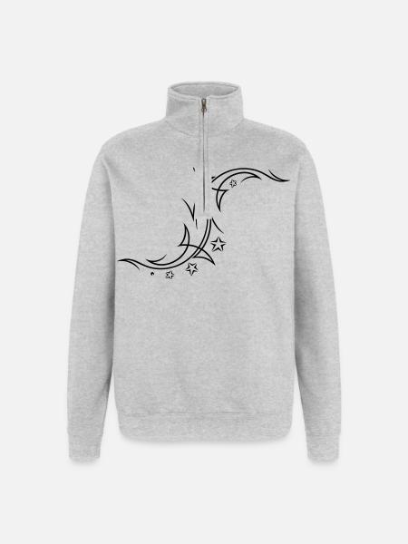 Tribal mit Sternen - Quarter-Zip-Sweatshirt - Grau meliert
